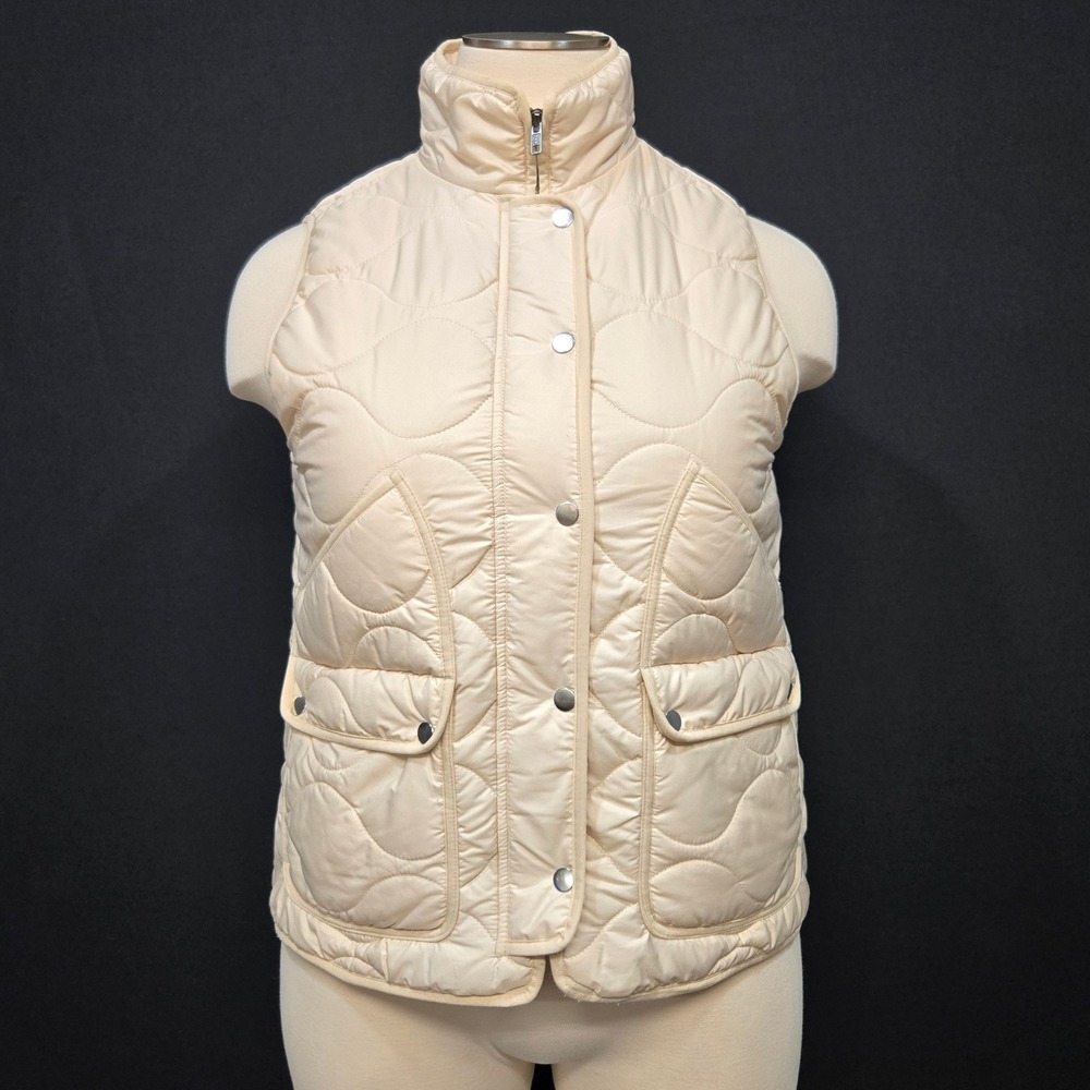 J Crew Signature Puffer Vest XL Ivory Quilted Primaloft Lightweight Superwarm
